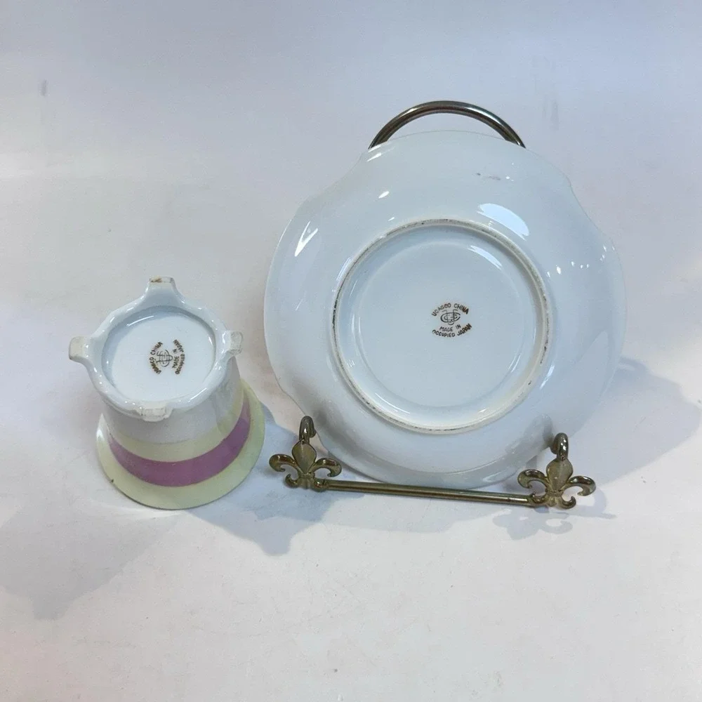 Vintage Ucagco Occupied Japan‎ Demitasse Espresso Cup Ornate Handle Pink & Gold